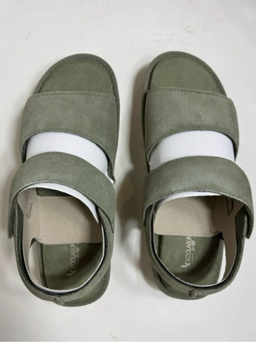 Koolaburra by UGG Tizz Suede Platform Chunky Sandals Limewash Green